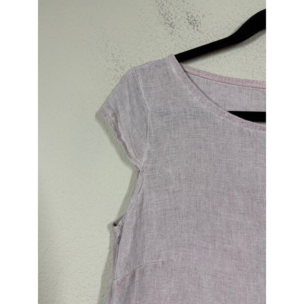 Womens Size Small Mini Sheath Dress Lavender Linen Embroidered Hem Italy - Picture 4 of 9